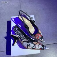 Dior Women CD J’Adior Slingback Pump Black Multicolor Embroidered Cotton Toile De Jouy Pop (7)