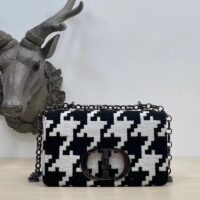 Dior Women Small Dior Caro Bag Black White Macro Houndstooth Fabric (1)