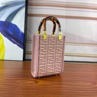 Fendi Women FF Mini Sunshine Shopper Pink Leather Mini Bag (6)