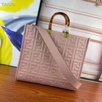 Fendi Women FF Sunshine Medium Pink Leather Shopper (7)