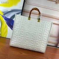 Fendi Women FF Sunshine Medium White Leather Shopper (1)