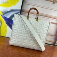 Fendi Women FF Sunshine Medium White Leather Shopper (1)