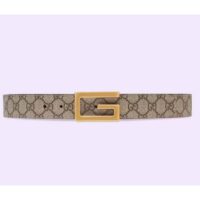 Gucci GG Unisex Reversible Belt Square G Buckle Beige Ebony GG Supreme Canvas (3)