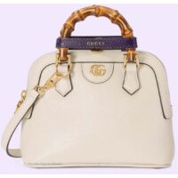 Gucci GG Women Gucci Diana Mini Tote Bag White Leather Double G (1)