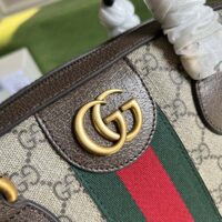 Gucci Unisex Savoy Small Bowling Tote Beige Ebony GG Supreme Canvas Double G (1)