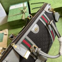 Gucci Unsiex Bauletto Large Duffle Bag Black Original GG Canvas Double G (2)