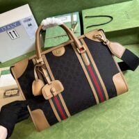 Gucci Unsiex Bauletto Large Duffle Bag Brown Original GG Canvas Double G (1)