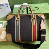 Gucci Unsiex Bauletto Large Duffle Bag Brown Original GG Canvas Double G (1)