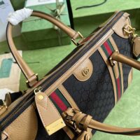 Gucci Unsiex Bauletto Large Duffle Bag Brown Original GG Canvas Double G (1)