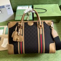 Gucci Unsiex Bauletto Large Duffle Bag Brown Original GG Canvas Double G (1)