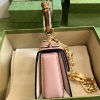 Gucci Women Bamboo 1947 Mini Top Handle Bag Light Pink Patent Leather (1)