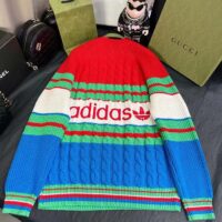 Gucci Women GG Adidas x Gucci Wool Sweater Blue Orange Cable Stitch Crewneck (4)