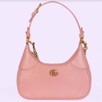 Gucci Women GG Aphrodite Small Shoulder Bag Light Pink Soft Leather Double G (1)