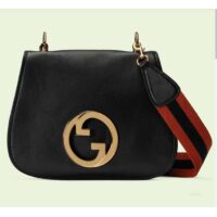 Gucci Women GG Blondie Medium Bag Black Leather Round Interlocking G (13)