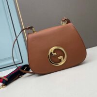 Gucci Women GG Blondie Medium Bag Brown Leather Round Interlocking G (10)