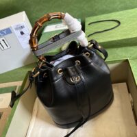 Gucci Women GG Diana Small Bucket Bag Black Leather Double G (1)