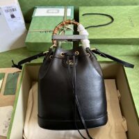 Gucci Women GG Diana Small Bucket Bag Black Leather Double G (1)