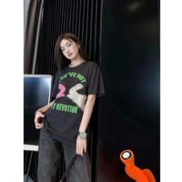 Gucci Women GG HA HA HA Bunny T-Shirt Black Medium Cotton Jersey Crewneck (5)