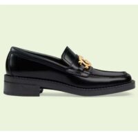 Gucci Women GG Loafer Interlocking G Shiny Black Leather Low 2.5 Cm Heel (3)