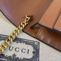 Gucci Women GG Matelassé Chain Wallet Brown Leather Double G Chain Strap (3)