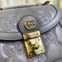 Gucci Women GG Matelassé Small Top Handle Bag Dusty Grey Leather Double G (11)