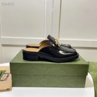 Gucci Women GG Slipper Interlocking G Black Leather Low 2.5 Cm Heel (7)