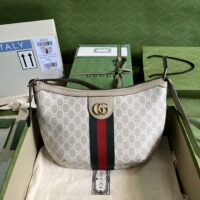 Gucci Women Ophidia GG Small Shoulder Bag Beige White GG Supreme Canvas (1)