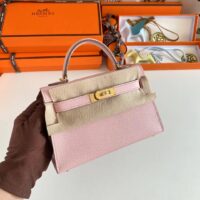 Hermes Women Mini Kelly 20 Bag Epsom Leather Gold Hardware-Pink (8)