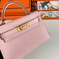 Hermes Women Mini Kelly 20 Bag Epsom Leather Gold Hardware-Pink (8)