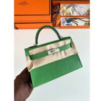 Hermes Women Mini Kelly 20 Bag Epsom Leather Silver Hardware-Bright Green (6)