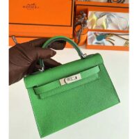 Hermes Women Mini Kelly 20 Bag Epsom Leather Silver Hardware-Bright Green (6)