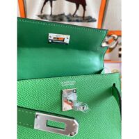 Hermes Women Mini Kelly 20 Bag Epsom Leather Silver Hardware-Bright Green (6)