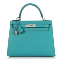 Hermes Women Mini Kelly 20 Bag Epsom Leather Silver Hardware-Green (2)