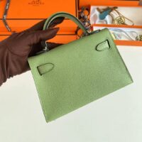 Hermes Women Mini Kelly 20 Bag Epsom Leather Silver Hardware-Light Green (5)