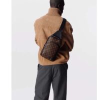 Louis Vuitton LV Unisex Avenue Sling Bag Brown Monogram Macassar Coated Canvas Cowhide (8)