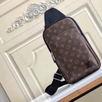 Louis Vuitton LV Unisex Avenue Sling Bag Brown Monogram Macassar Coated Canvas Cowhide (8)