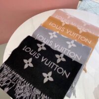 Louis Vuitton LV Unisex Essential Scarf Black Wool Contrasting Monogram Motif Signature (2)