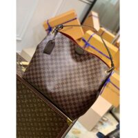 Louis Vuitton LV Unisex Graceful MM Hobo Damier Ebene Coated Canvas Cowhide Leather (1)