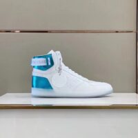 Louis Vuitton LV Unisex Rivoli Sneaker Boot Blue White Calf Leather Monogram Canvas (2)