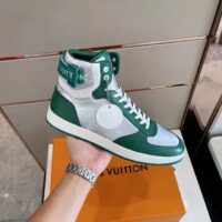 Louis Vuitton LV Unisex Rivoli Sneaker Boot Green Calf Leather Monogram Metallic Canvas (1)