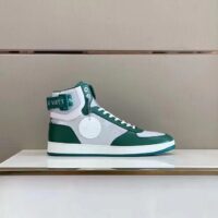 Louis Vuitton LV Unisex Rivoli Sneaker Boot Green Calf Leather Monogram Metallic Canvas (1)