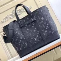 Louis Vuitton LV Unisex Tote Journey Carryall Bag Black Charcoal Cowhide Leather (3)