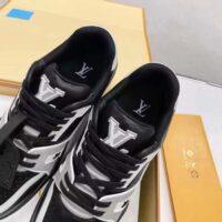 Louis Vuitton LV Unisex Trainer Sneaker Black Mix Materials Monogram Flowers (6)