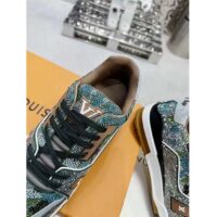 Louis Vuitton LV Unisex Trainer Sneaker Khaki Green Strass Rubber Monogram Flowers (3)