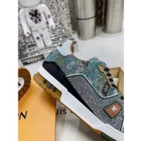 Louis Vuitton LV Unisex Trainer Sneaker Khaki Green Strass Rubber Monogram Flowers (3)