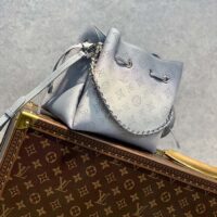 Louis Vuitton LV Women Bella Bucket Bag Olympe Blue Perforated Mahina Calf Leather (1)