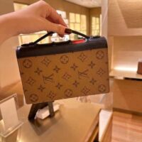 Louis Vuitton LV Women Book Chain Wallet Brown Monogram Reverse Coated Canvas Cowhide (5)