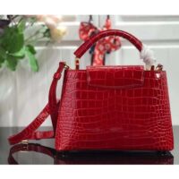 Louis Vuitton LV Women Capucines BB Handbag Red Crocodilien Brillant Savoir Faire (5)