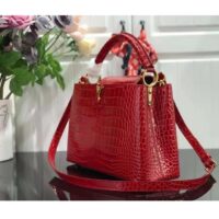 Louis Vuitton LV Women Capucines MM Handbag Red Crocodilien Brillant Savoir Faire (5)