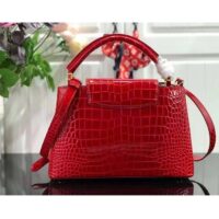 Louis Vuitton LV Women Capucines MM Handbag Red Crocodilien Brillant Savoir Faire (5)